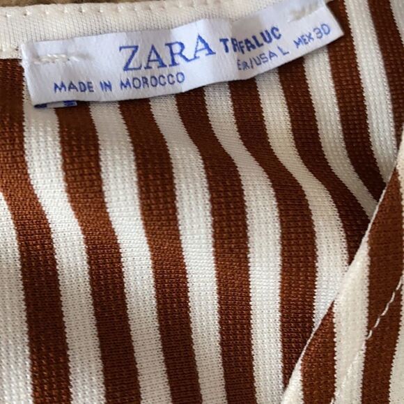 ZARA | Brick Striped V Neck Front Tie Shorts Romper | L - Picture 6 of 7